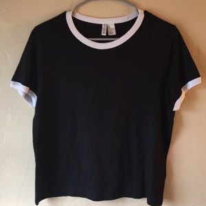 Black and white ringer tee shirt